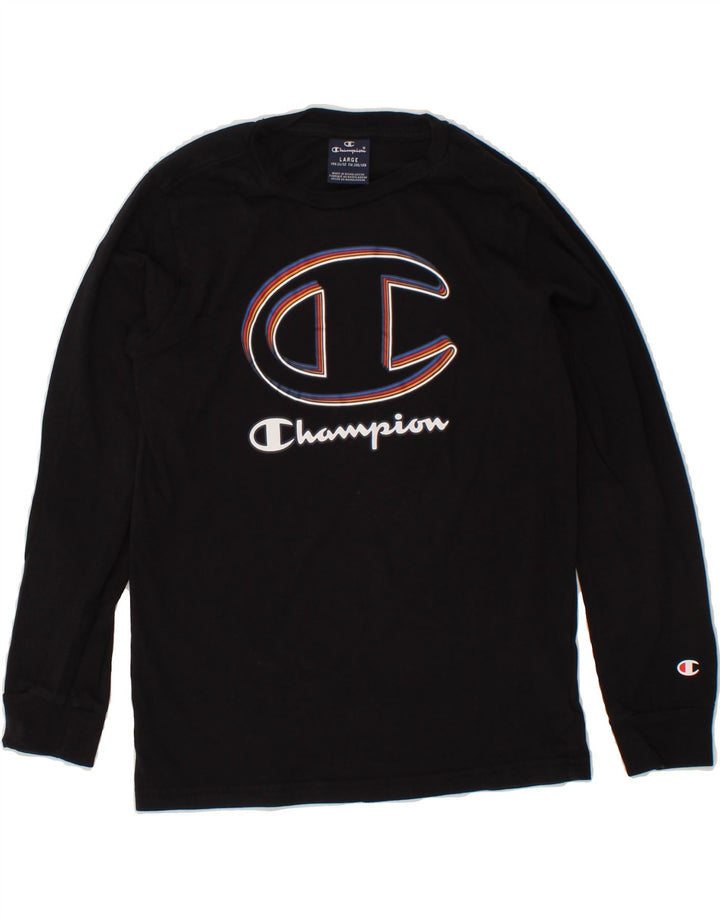 CHAMPION Boys Graphic Top Long Sleeve 11-12 Years Large Black Cotton Vintage Champion and Second-Hand Champion from Messina Hembry 