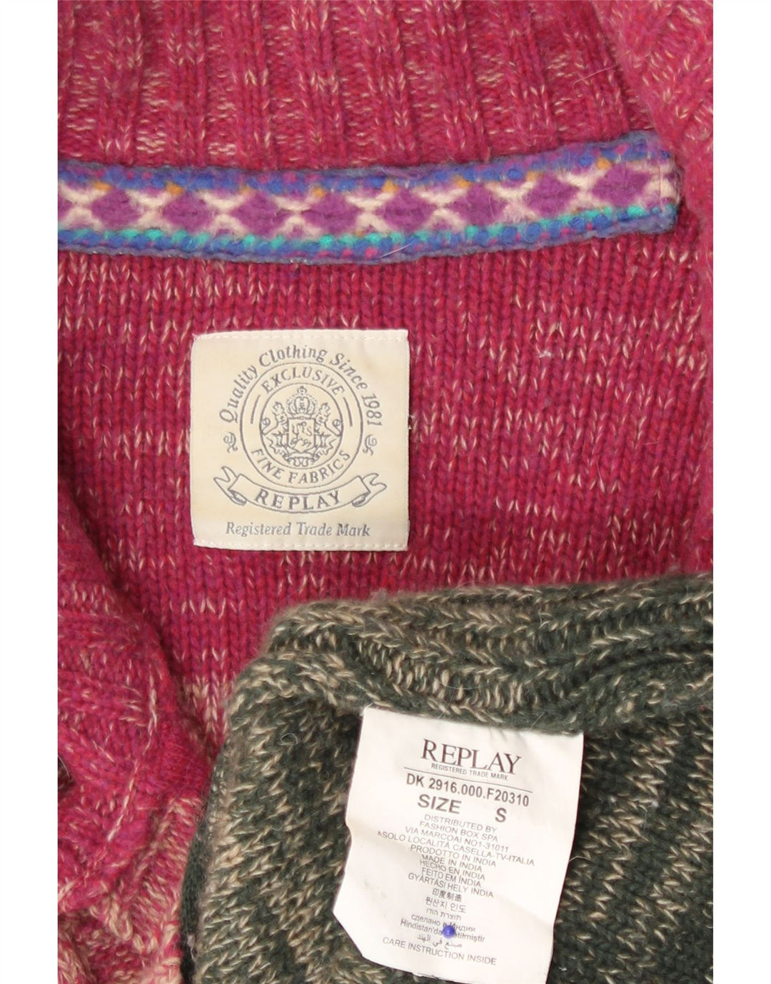 Replay Dame Cardigan Sweater UK 10 Small Multicolor Colourblock