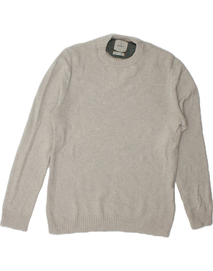 WHITE STUFF Womens Crew Neck Jumper Sweater UK 14 Medium Grey Lambswool Vintage White Stuff and Second-Hand White Stuff from Messina Hembry 