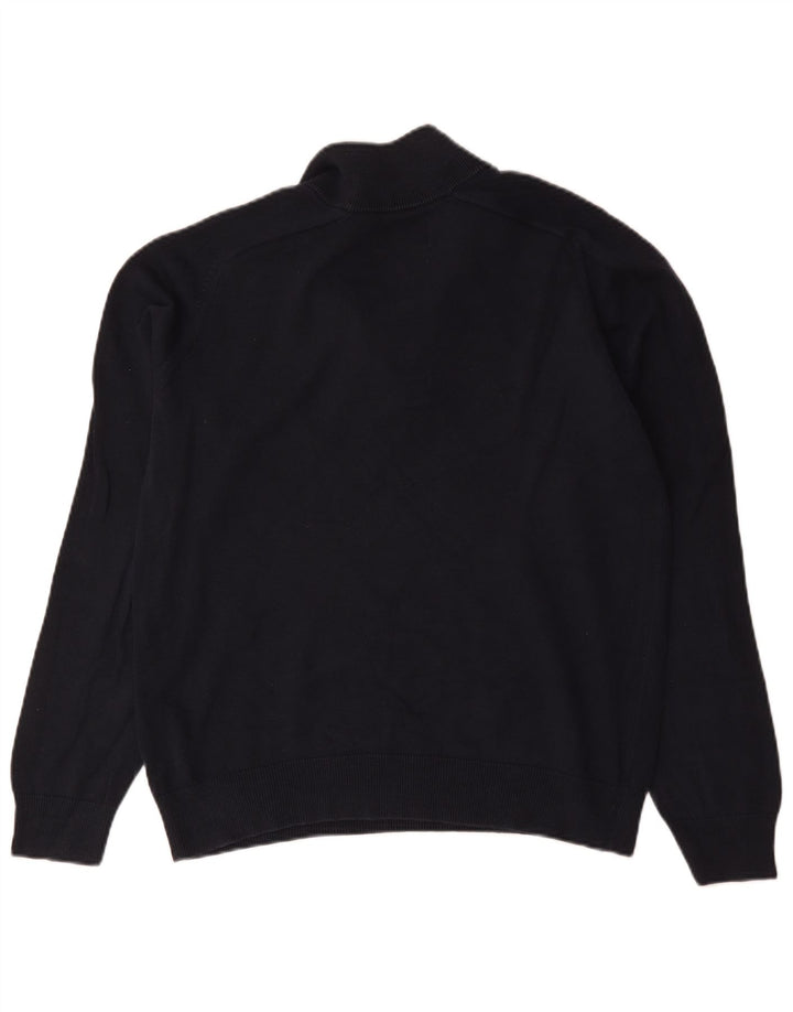 Farah Herre Modern Fit Zip Neck Jumper Sweater Medium Navy Blue Bomuld
