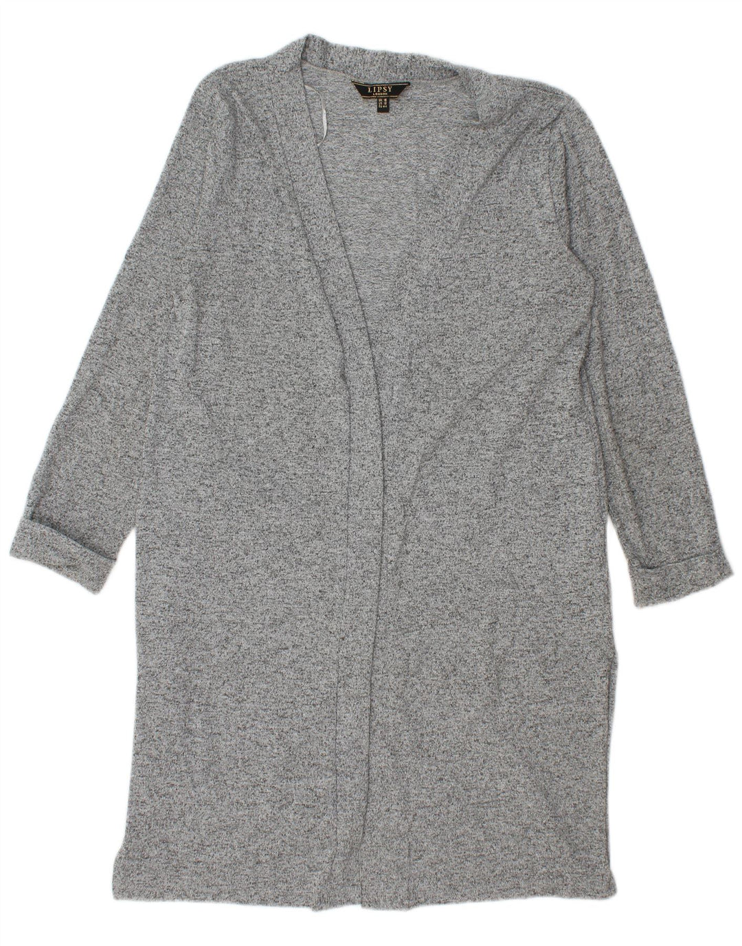 Lipsy Womens Longline Cardigan Sweater UK 16 Large Grey Flecked Polyester