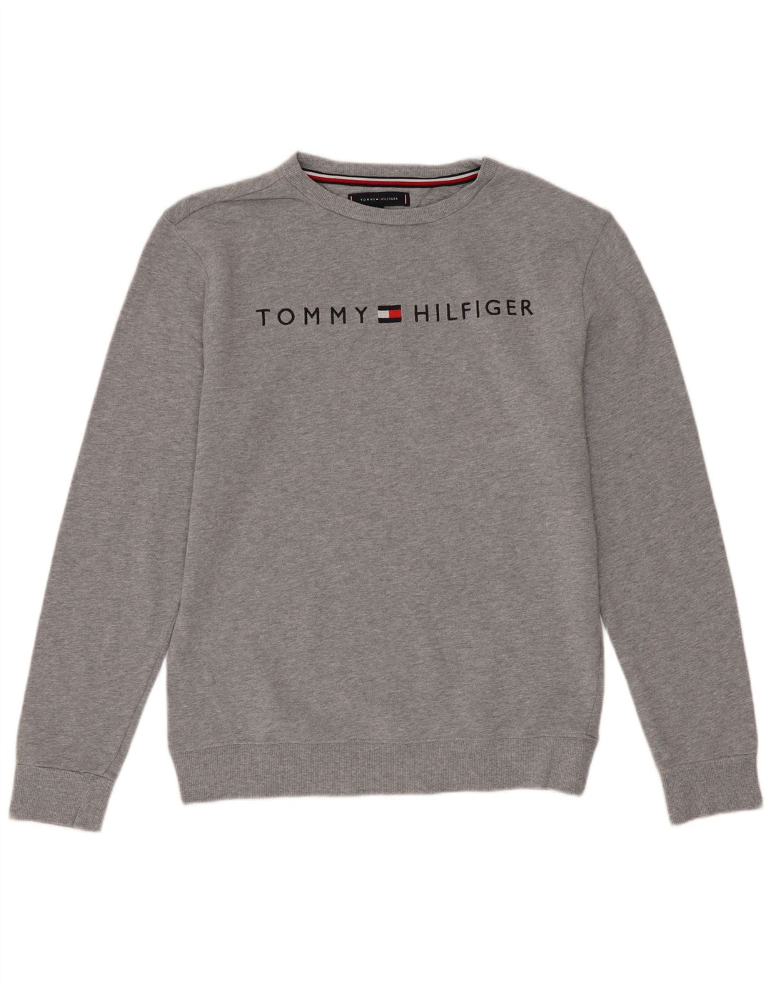 Tommy Hilfiger Herre grafisk sweatshirt jumper lille grå flækket bomuld