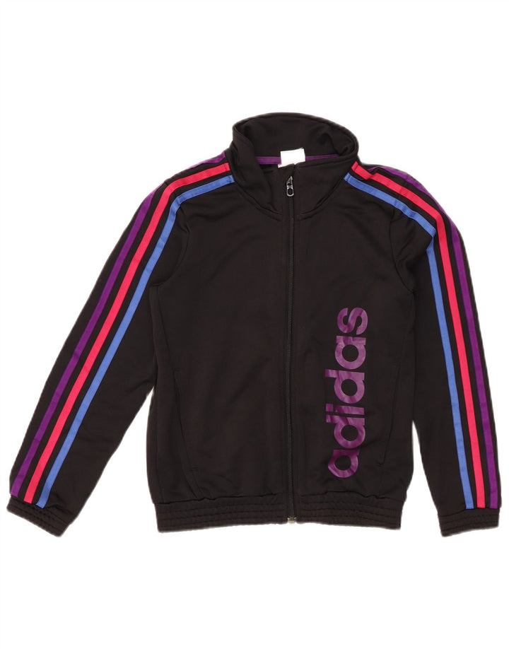 Adidas piger grafisk træningsdragt topjakke 9-10 år sort polyester