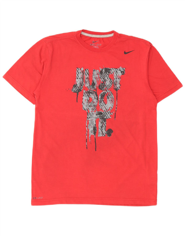 NIKE Herre Dri Fit grafisk T-shirt Top Medium Rød Bomuld