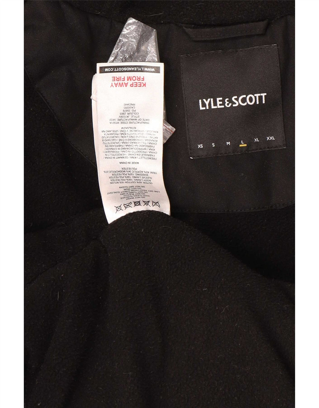 Lyle & Scott Herre Hooded Parka Jacket UK 40 Large Black Bomuld