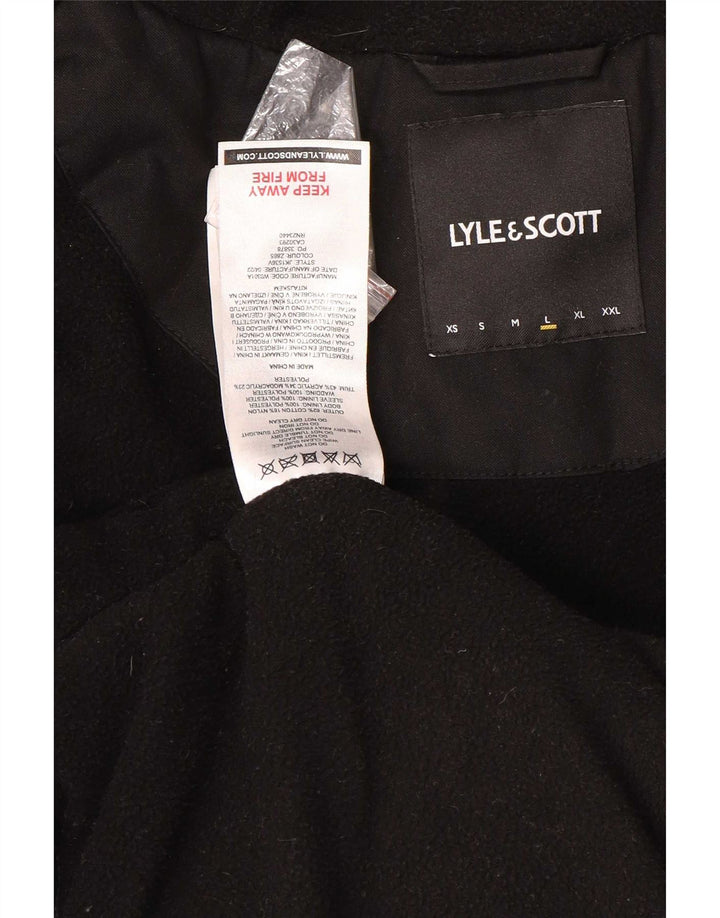 Lyle & Scott Herre Hooded Parka Jacket UK 40 Large Black Bomuld