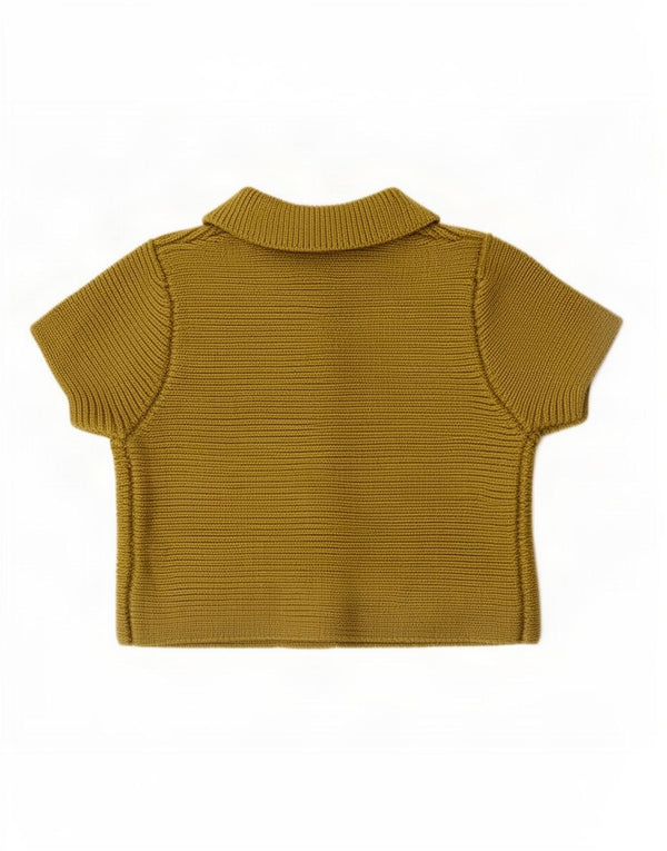 Zara Dame Crop Kortærmet Cardigan Top UK 14 Medium Khaki