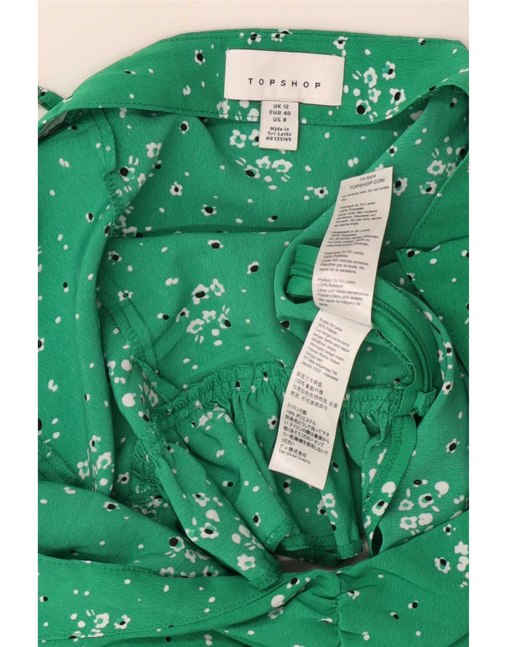 Topshop Dame Cami Top UK 12 Medium Green Floral Polyester
