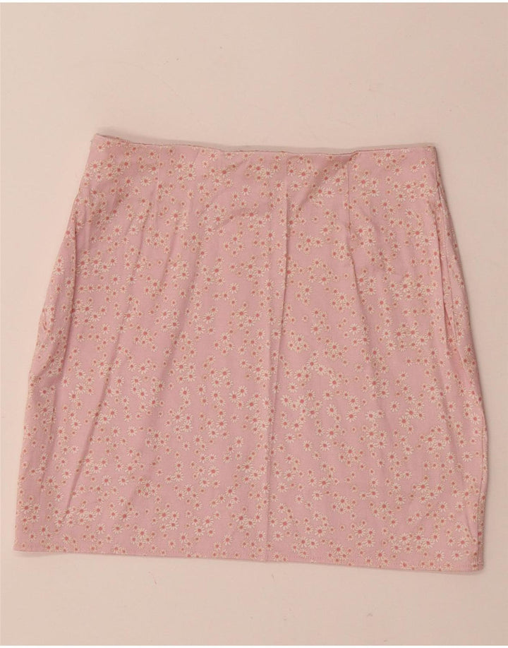 Zara Dame Mini-nederdel Small W26 Pink Blomster Syntetisk