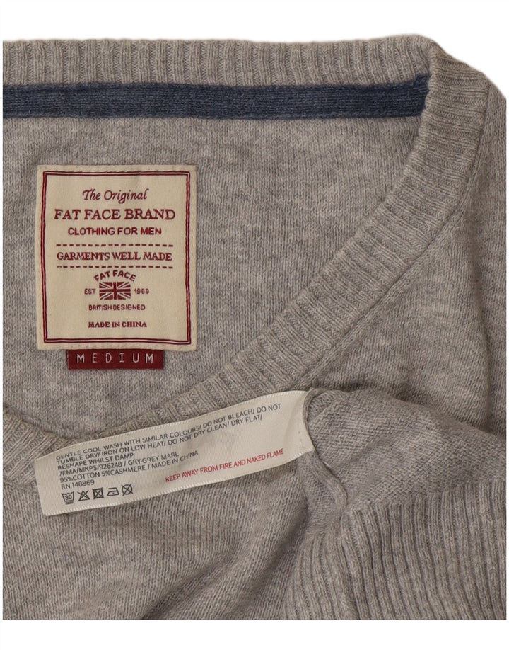 Fat Face Herre V-hals sweater Medium Grå Bomuld