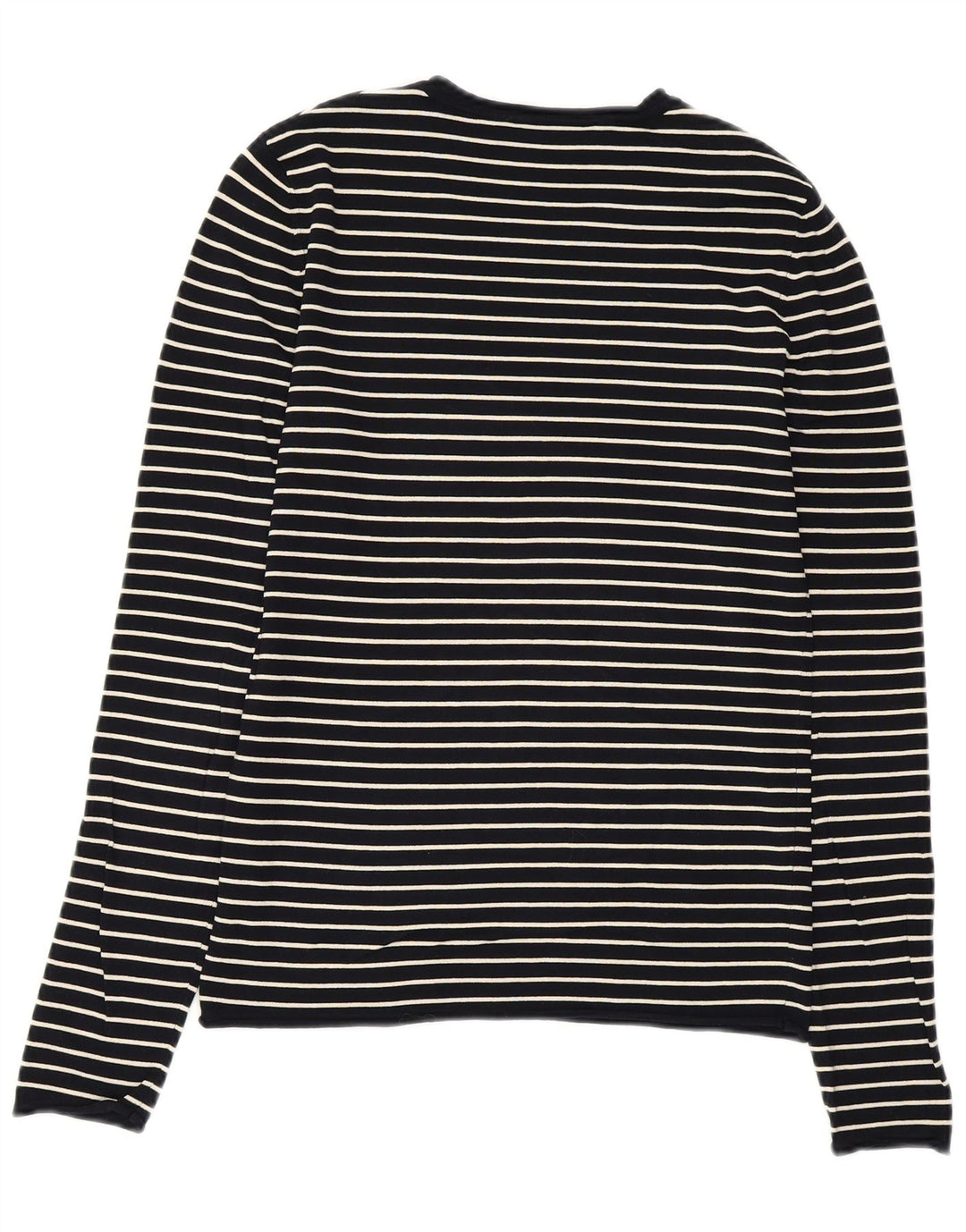 ZARA sweater med rund hals til kvinder UK 14 Stor marineblå stribet viskose
