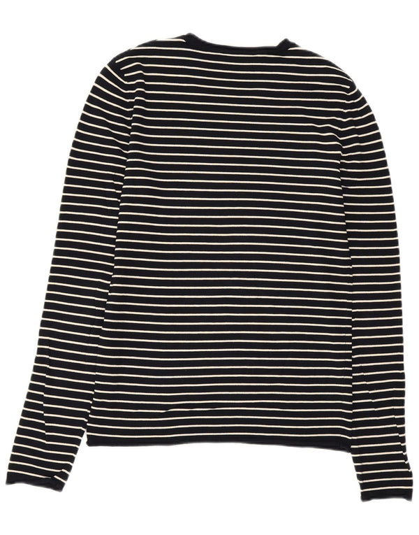 ZARA sweater med rund hals til kvinder UK 14 Stor marineblå stribet viskose