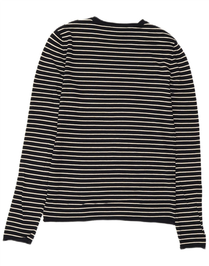ZARA sweater med rund hals til kvinder UK 14 Stor marineblå stribet viskose