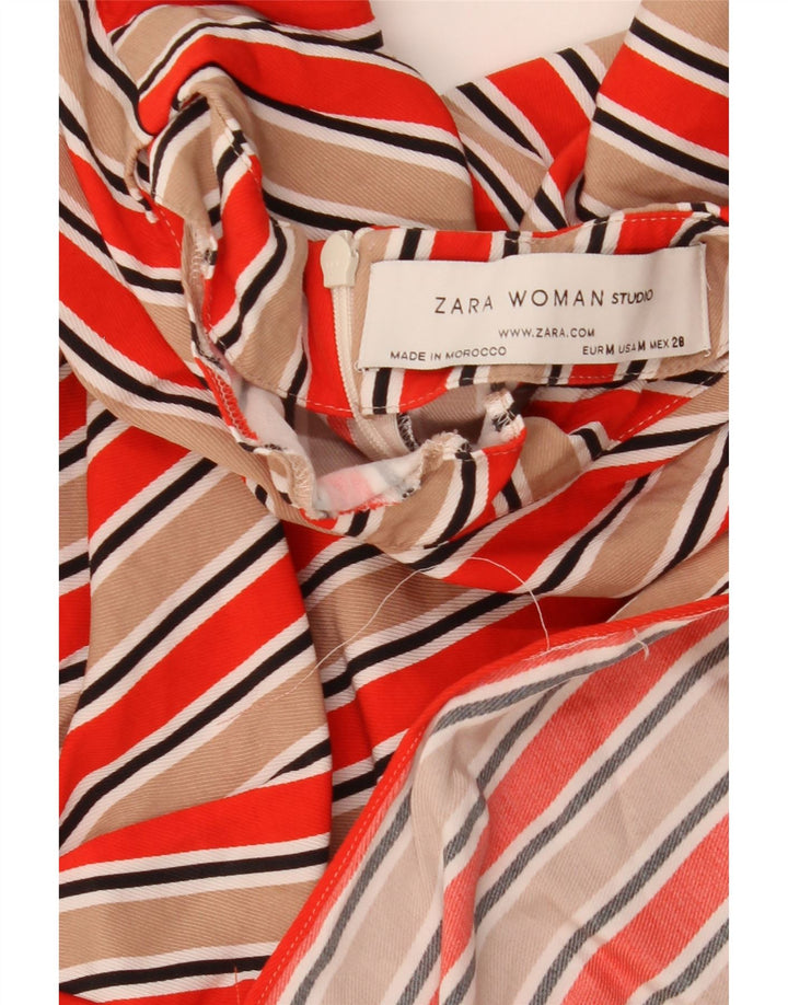 ZARA Dame Bluse Top UK 12 Medium Flerfarvet Stribet
