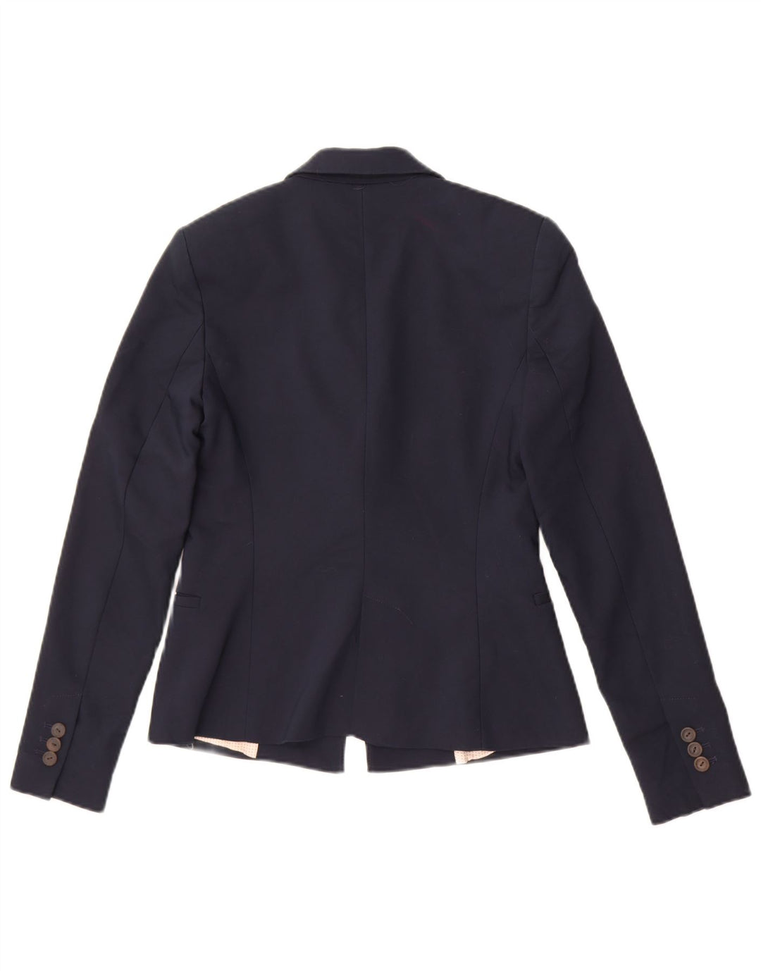 Zara Dame 1 Knap Blazer Jacket UK 10 Small Navy Blue Bomuld
