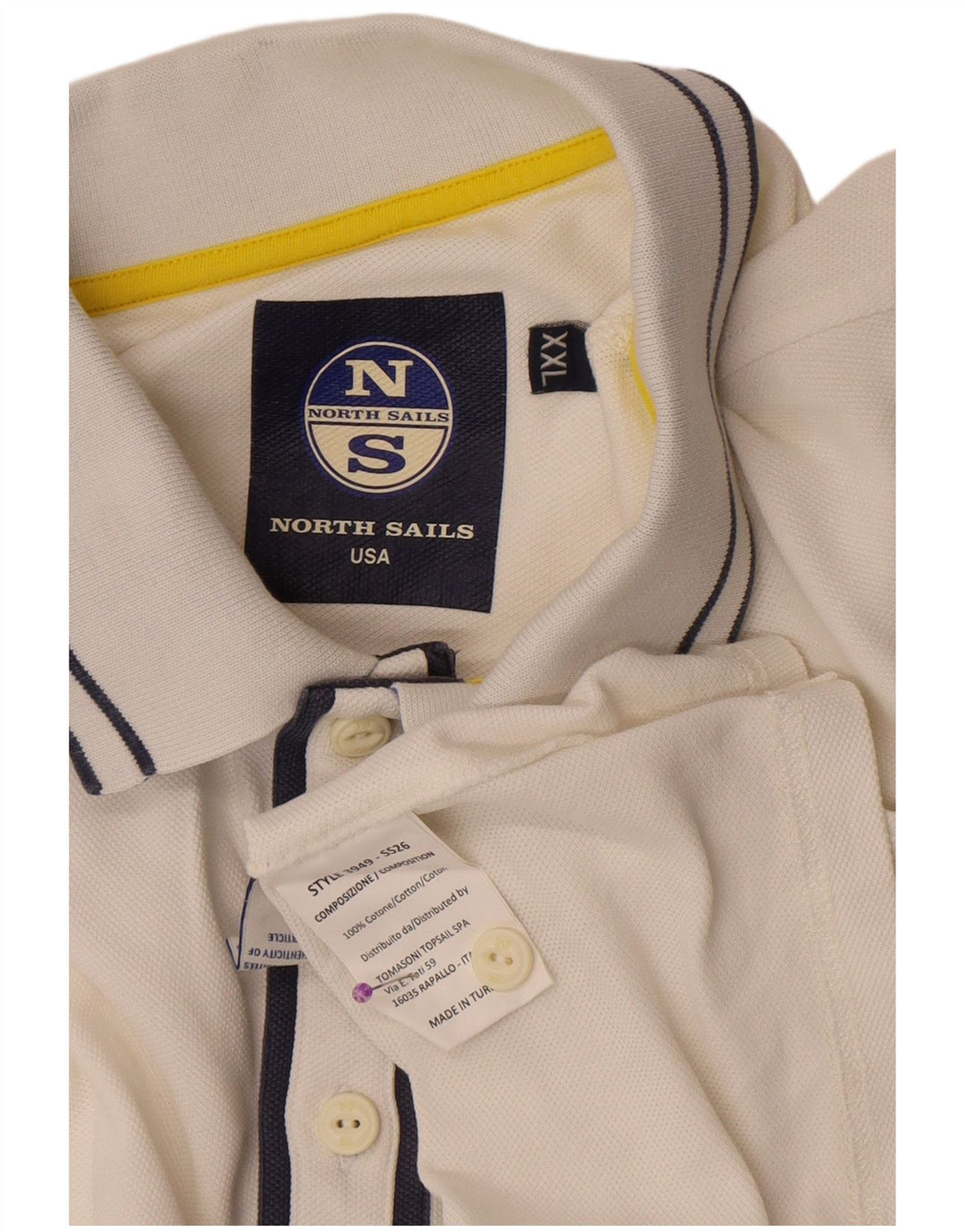 North Sails Herre poloshirt 2XL Hvidstribet bomuld