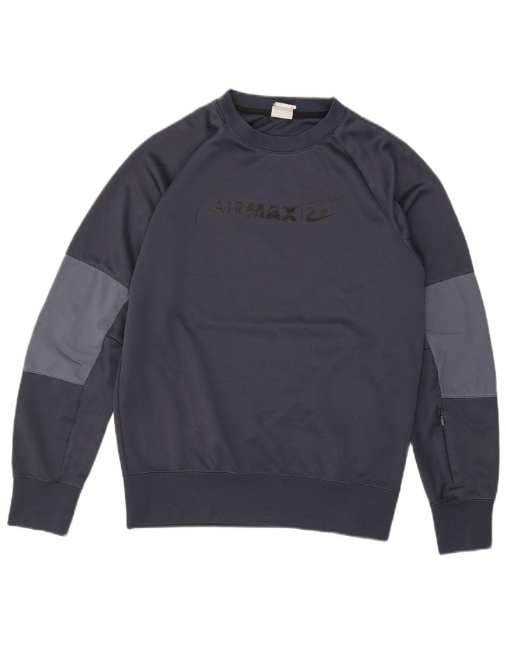 Nike grafisk sweatshirt til mænd, lille marineblå colourblock polyester