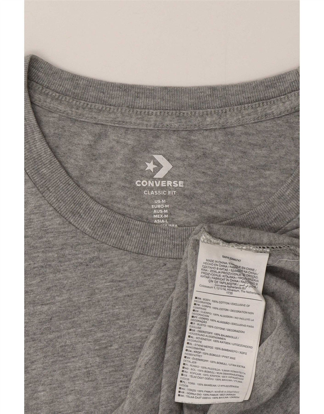 Converse T-shirt top til kvinder DK 12 mellemgrå bomuld