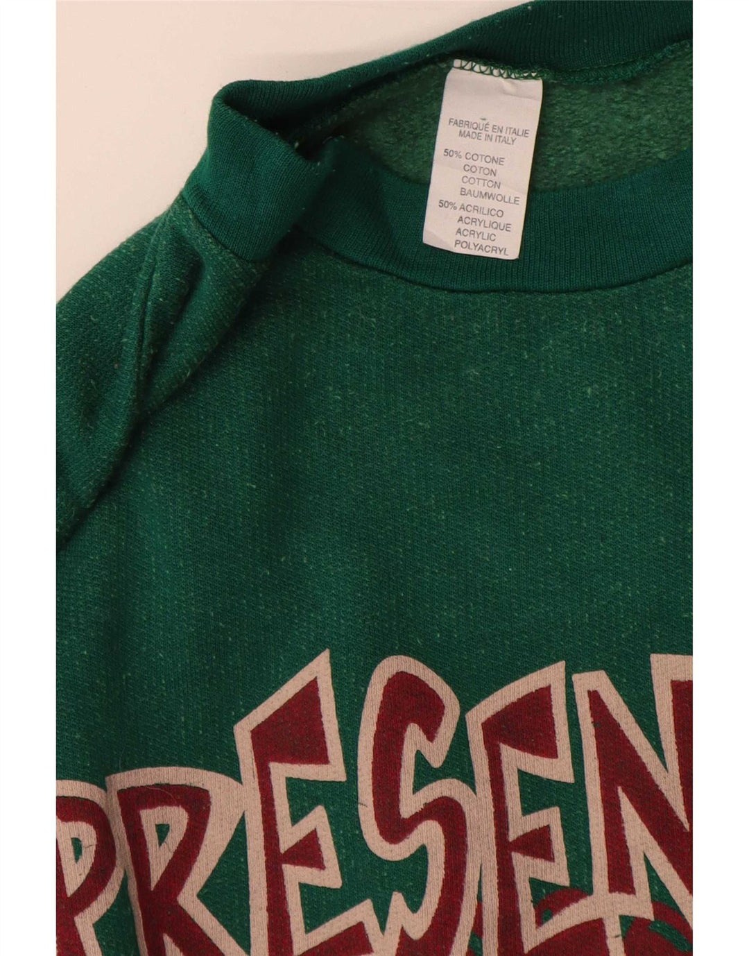 Vintage Herre Grafisk Sweatshirt Jumper XL Grøn Bomuld