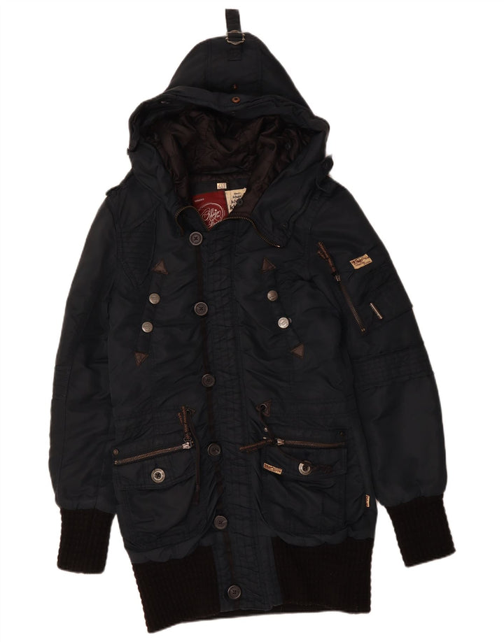 KHUJO Herre Hooded Parka Jacket UK 38 Medium Navy Blue