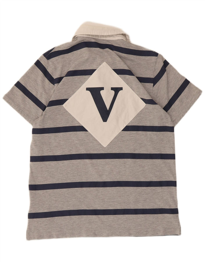 Adidas Herre grafisk rugby polo shirt mellemgrå stribet polyester