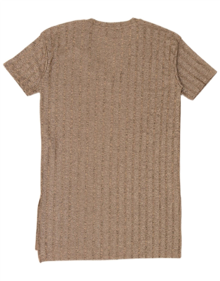 Zara Dame T-Shirt Kjole UK 16 Stor Brun Polyester