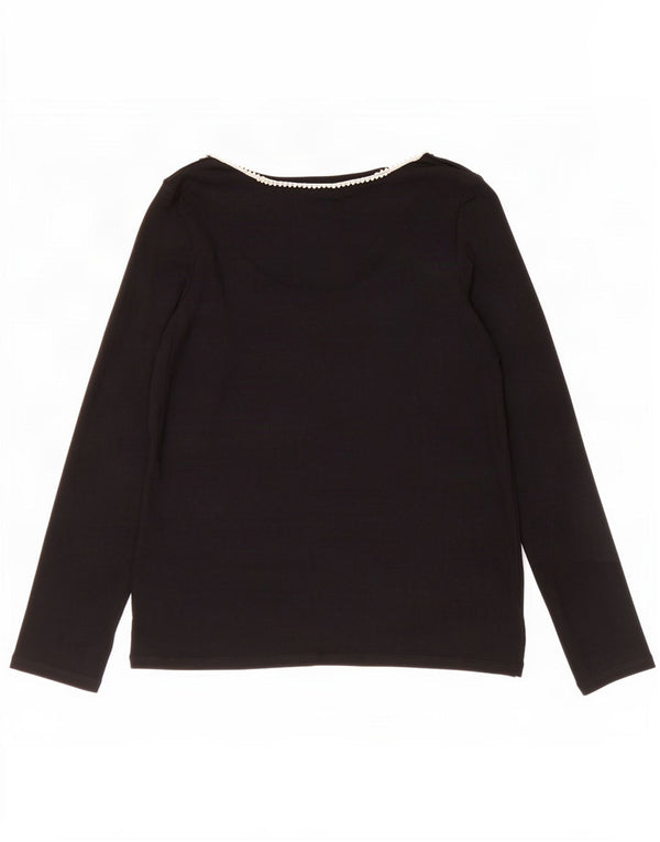 Zara Dame Top Langærmet UK 14 Stor Sort Viscose