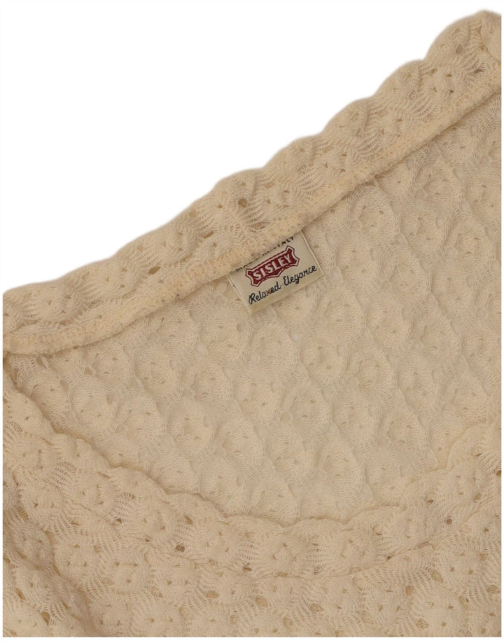 Sisley Womens Relaxed Elegance V-hals sweater UK 12 Medium Off White