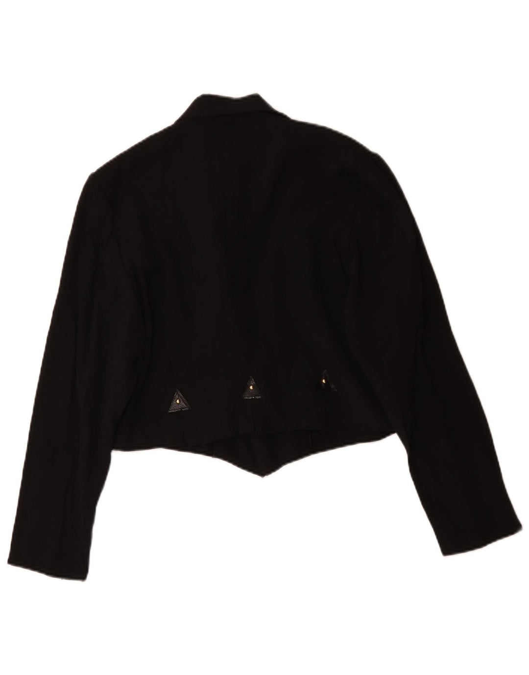 Vintage Dame Crop Double Breasted Blazer Jacket UK 16 Large Black