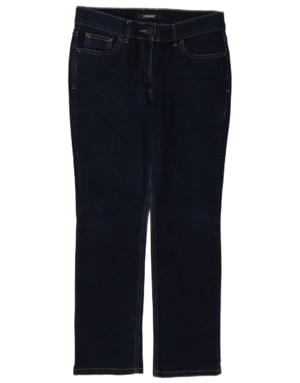 Marks & Spencer Dame Straight Jeans UK 12 Medium W30 L27 Marineblå Bomuld