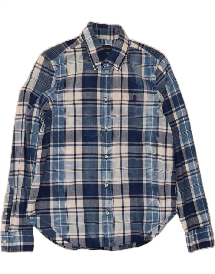 RALPH LAUREN Womens Shirt US 8 Medium Blue Check Vintage Ralph Lauren and Second-Hand Ralph Lauren from Messina Hembry 