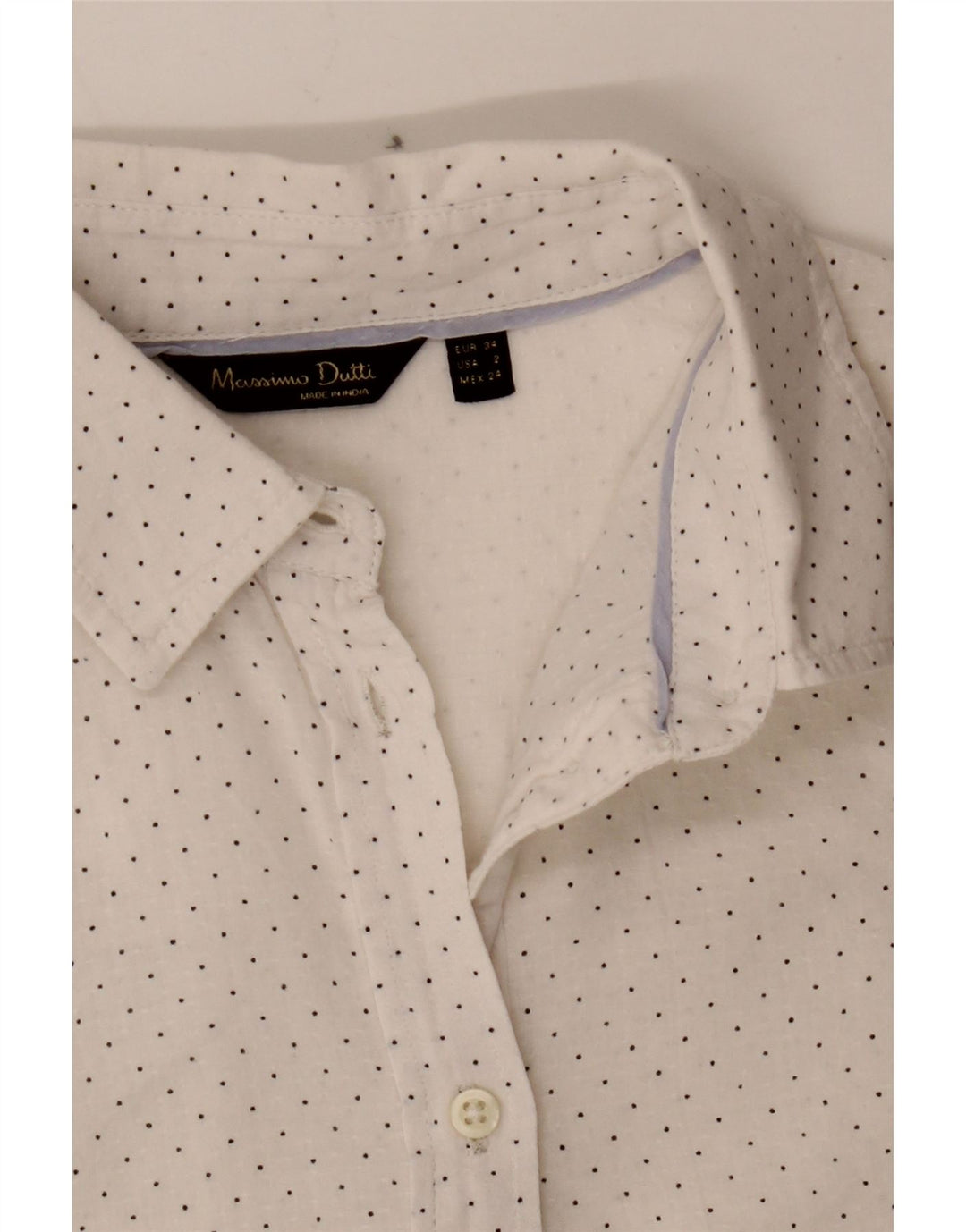 MASSIMO DUTTI Womens Shirt EU 34 2XS White Spotted Cotton Vintage Massimo Dutti and Second-Hand Massimo Dutti from Messina Hembry 