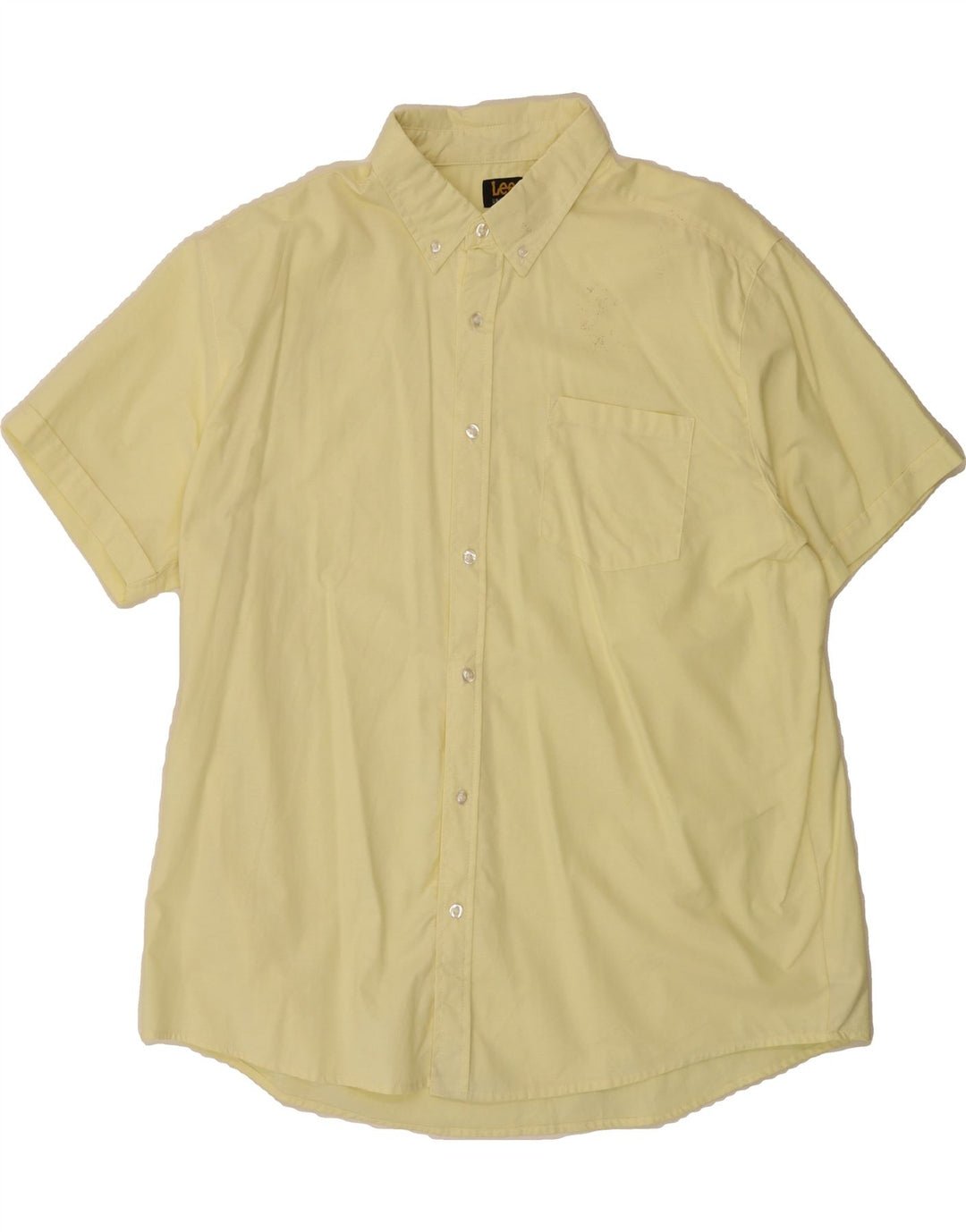 LEE Mens Short Sleeve Shirt XL Yellow Cotton Vintage Lee and Second-Hand Lee from Messina Hembry 