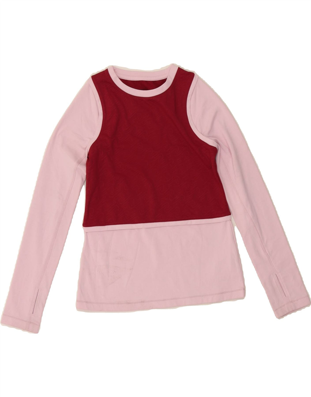 NIKE Girls Top Long Sleeve 10-11 Years Medium Pink Colourblock Polyester Vintage Nike and Second-Hand Nike from Messina Hembry 