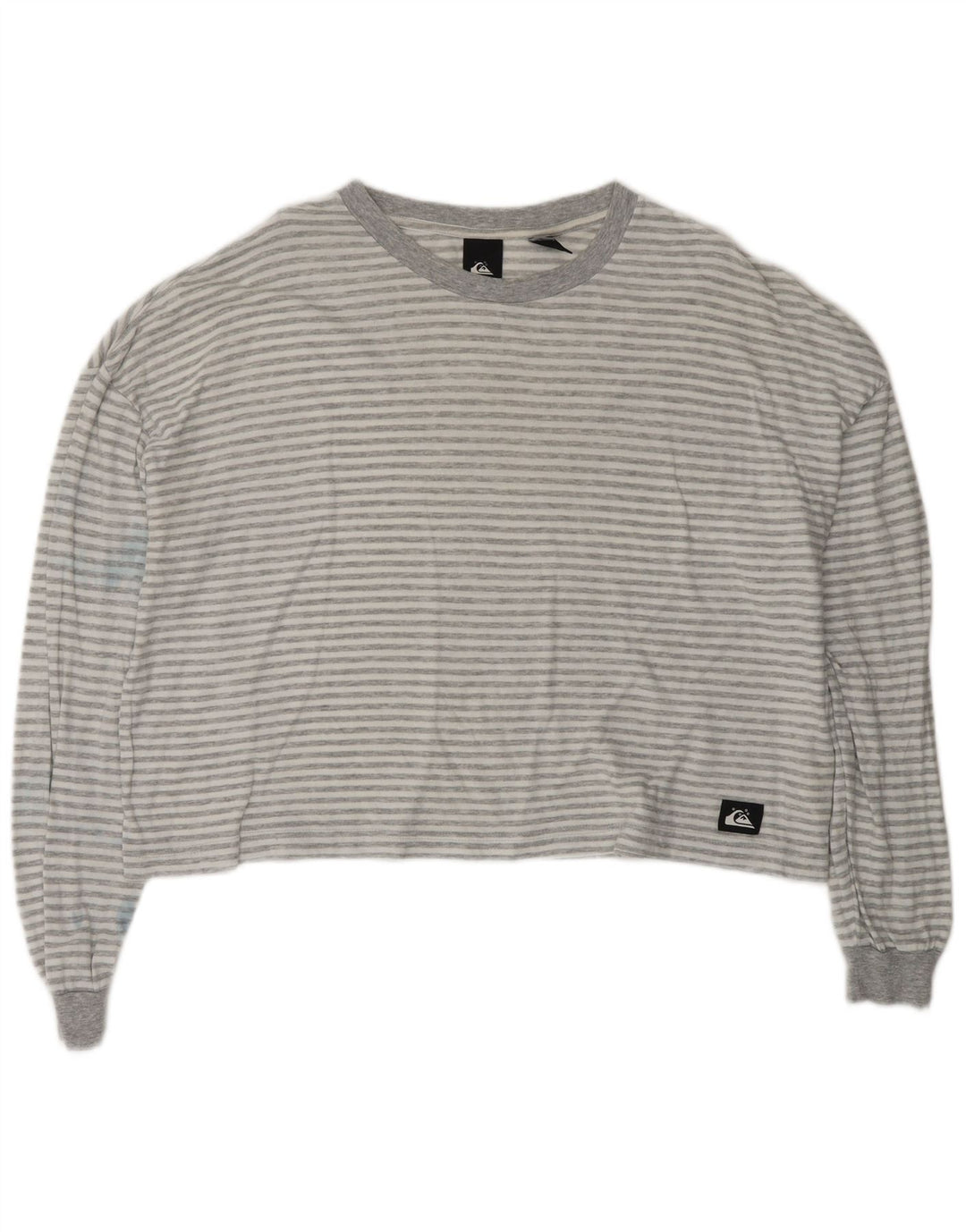 QUIKSILVER Dame Oversized Crop Top Langærmet UK 14 Mellem grå stribet