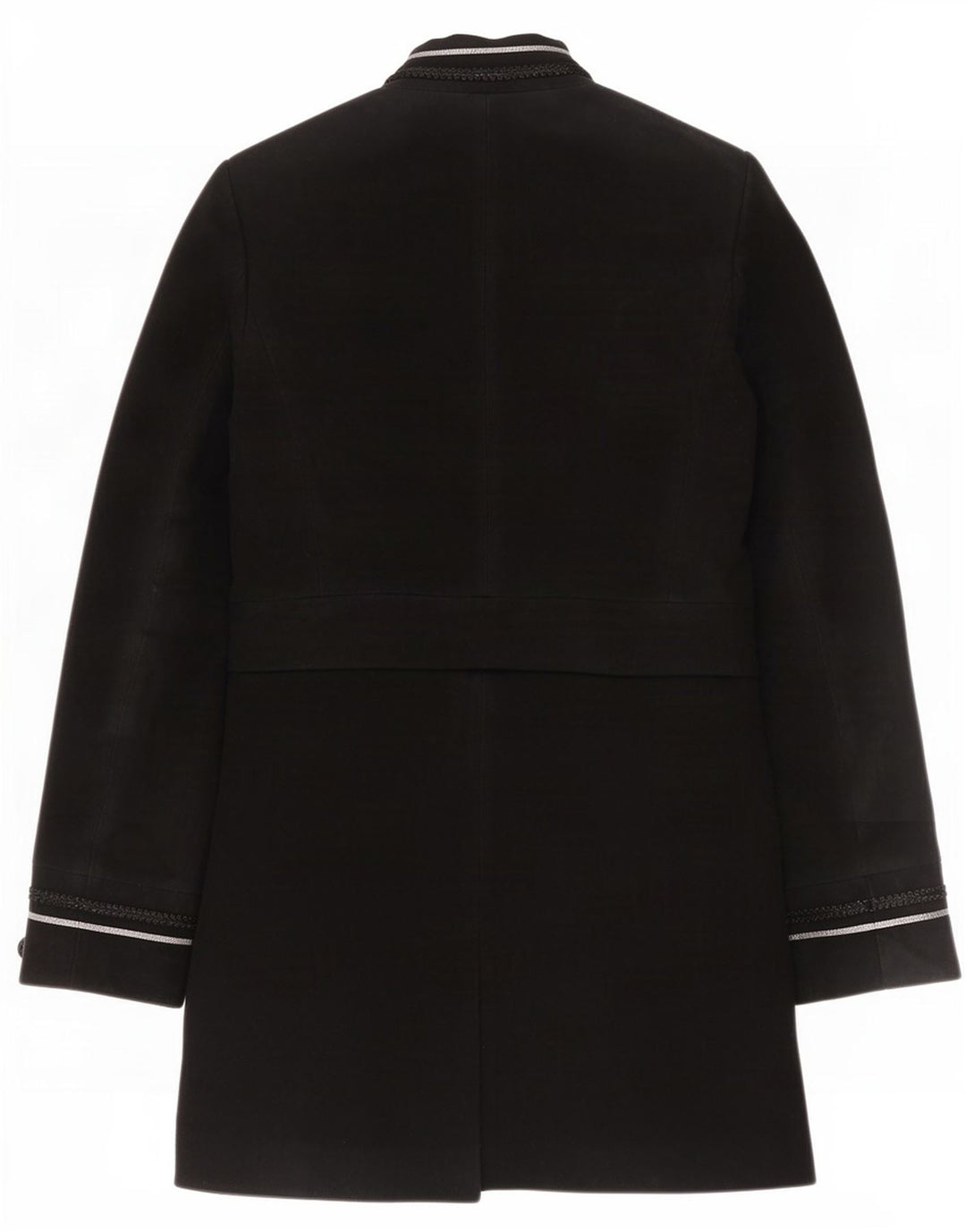 Zara Dame Overfrakke UK 12 Medium Sort Bomuld