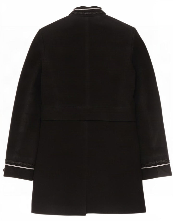 Zara Dame Overfrakke UK 12 Medium Sort Bomuld