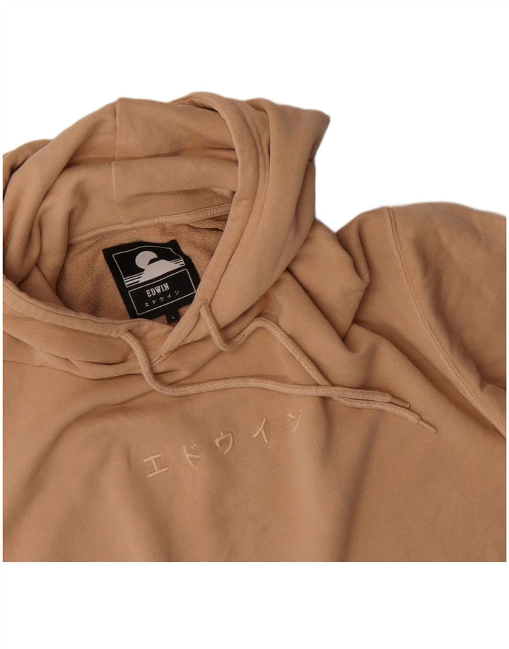 Edwin Herre Grafisk Hoodie Jumper Stor Beige Bomuld