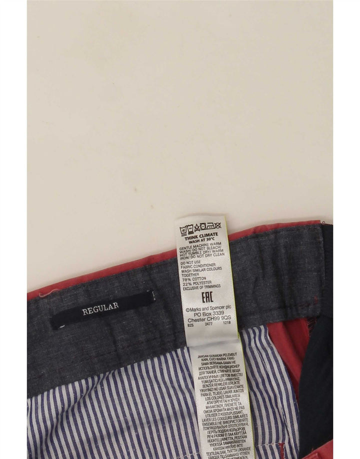 Marks & Spencer Herre Straight Regular Suit Bukser W32 L28 Pink Bomuld