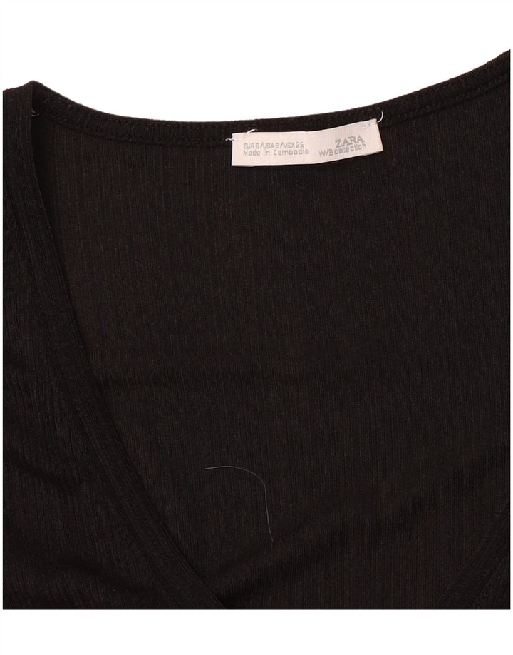 Zara Dametop Langærmet UK 10 Small Black Colourblock