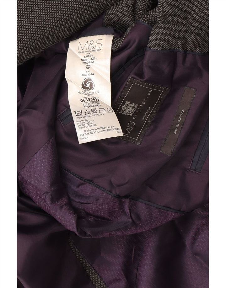 Marks & Spencer Herre 2-knap Regular Fit Blazer Jacket UK 42 Large Grå
