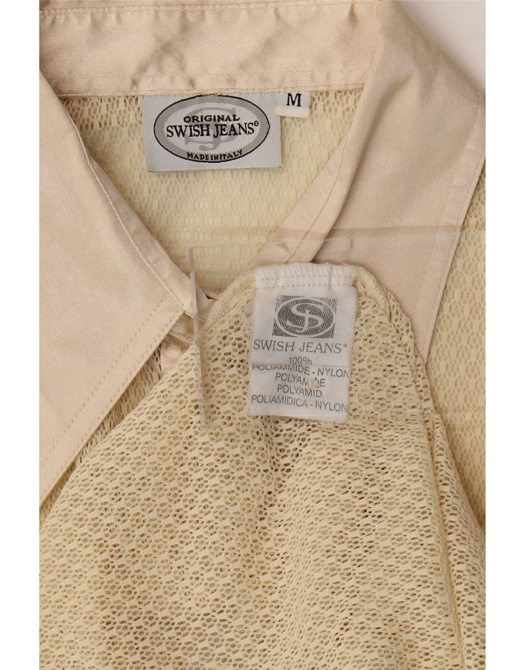 SWISH Womens Short Sleeve See Through Shirt Blouse UK 12 Medium Beige Vintage Swish and Second-Hand Swish from Messina Hembry 