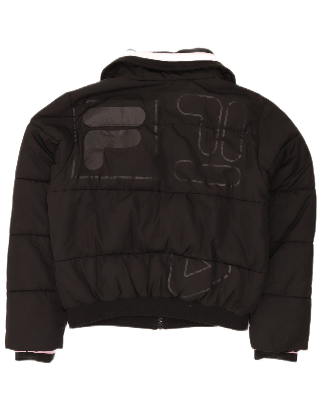 FILA Grafisk polstret jakke til kvinder UK 14 Medium Sort Polyester