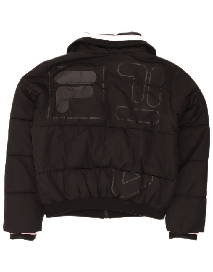 FILA Grafisk polstret jakke til kvinder UK 14 Medium Sort Polyester