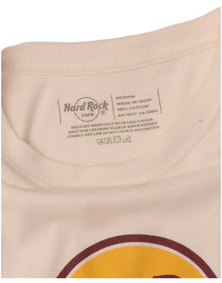 HARD ROCK CAFE Herre Paris Grafisk T-Shirt Top Medium Hvid Bomuld
