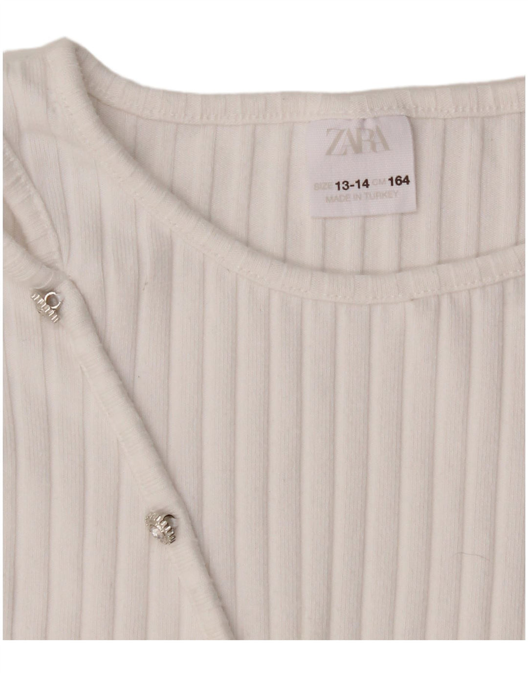 ZARA Girls Top Long Sleeve 13-14 Years White Polyester