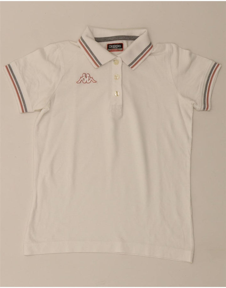 Kappa Dame Polo Shirt UK 10 Small White Bomuld