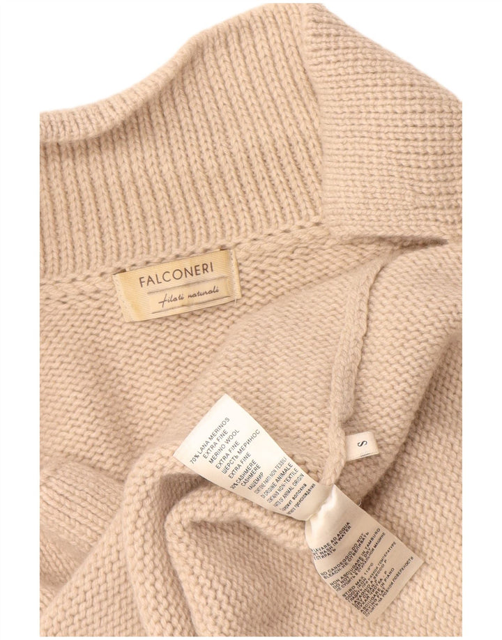 Falconeri Dame Cardigan Sweater UK 10 Small Beige Uld
