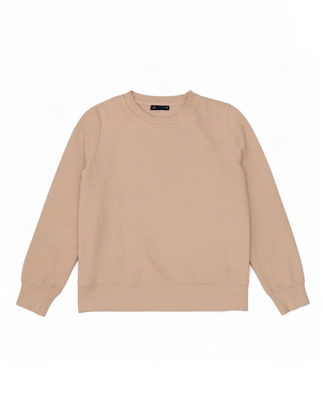 Zara Dame Oversized Sweatshirt Jumper UK 10 Small Beige Bomuld