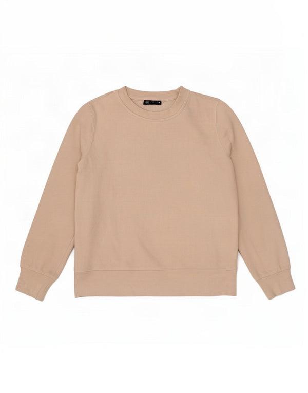 Zara Womens Oversized Sweatshirt Jumper UK 10 Small Beige Cotton